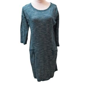 T by Talbots Women's Teal  Metallic Heathered Knit Dress with Pockets Size‎ S